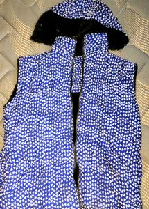 Blue &amp; White Vest with Hood