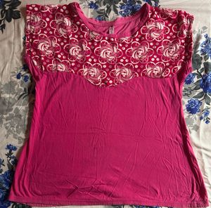 Pink Floral Print Top