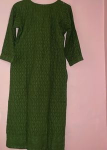 Green Embroidered chikankari Kurta
