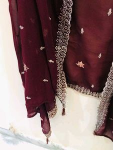 Burgundy Embroidered Fabric