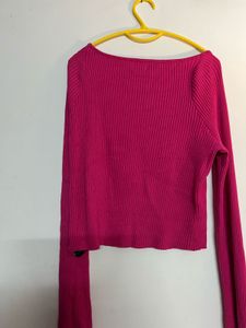 Hot Pink Ribbed Knit Top