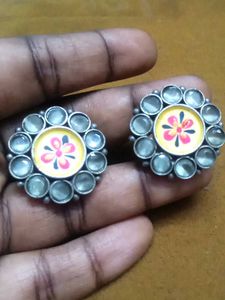 Olive Green stone Stud