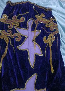 Imported Vintage Beaded Velvet Long Skirt