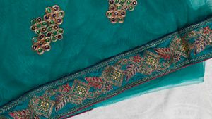 Teal Embellished Saree