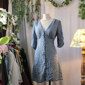 Blue Button-Down Dress