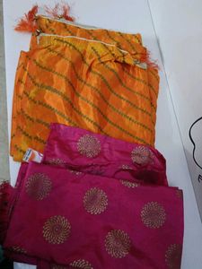 Ethnic Dupatta Set, Orange &amp; Pink 2