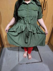 Green Casual Dress women 3xl rayon