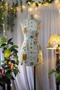 Tropical Print Halter Dress