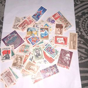 100 vintage Russian stamps