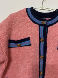 Pink Fuzzy Knit Cardigan