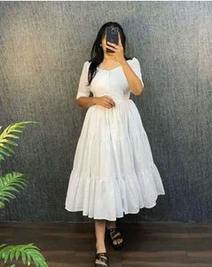 White Tiered flared Dress