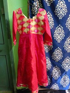 Pink Anarkali Dress with Floral Detail
