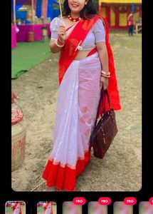 Red White Saree❤️