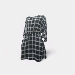 Chequered Black & White Mini Casual Dress