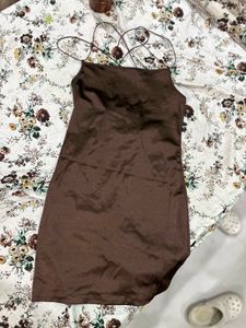 Brown Cami Dress With Sexy Back