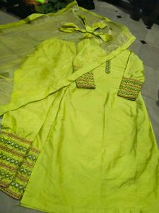 Lime Green Embellished Salwar Kameez