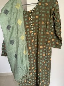 Beautiful Green Suit With Pant And Dupatta