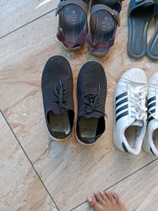 2 Shoes, 1 Sandal And Flips