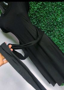 Black Tie Waist Midi Dress