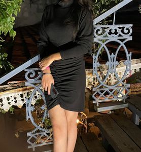 Black Long Sleeve Mini Dress