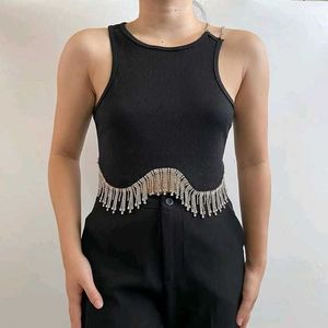 Rhinestone Fringe Tank Top
