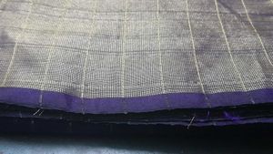 Purple &amp; Silver Checkered Saree Fabric