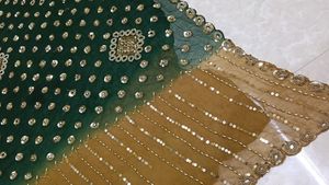 Full Heavy Work saree green and gold combina