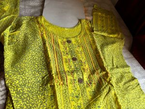 Yellow Printed Kurti