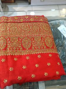 Red &amp; Gold Embroidered Saree