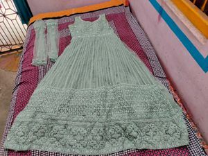 Elegant Silver Embellished Gown