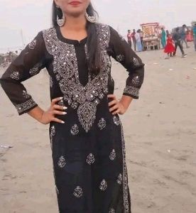 Chicken Kari Black Kurta With Attached Inner!!