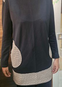 Black Tunic with Geometric Details