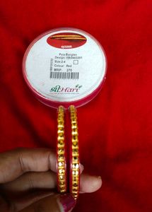 Shrihari Gold Plated Red Pola Bangles