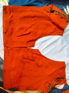 Orange Embellished Saree