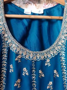 Teal Embroidered Kurta Set