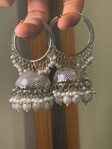 Silver Jhumka Earrings
