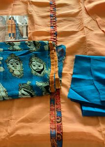 Semi Stitched Chanderi Suit