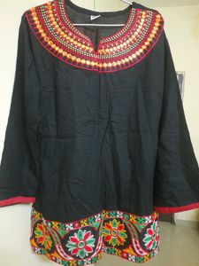 Embroidered Short Kurti (Black)