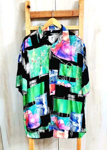Green Printed Shirt Size-48