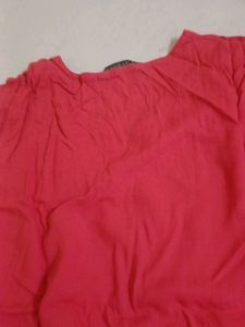 Coral Short Sleeve  Embroidered Dress