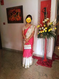 Elegant Pink &amp; Off White Sari