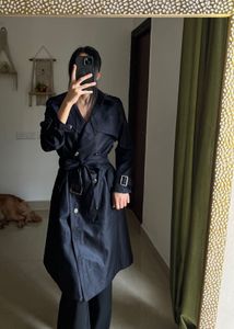 Dark BLUE Double breasted Trench Coat