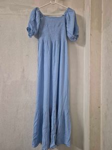 Blue Smocked Maxi Dress