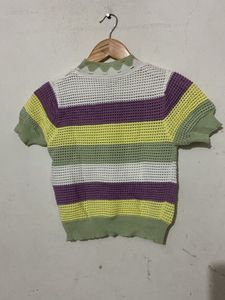 Multicolour Colour Crop Top For Woman