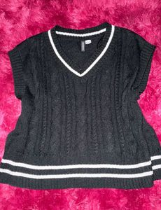 H&M Black Cable Knit Sweater Vest