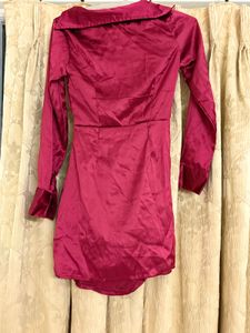 Maroon Satin Mini Dress