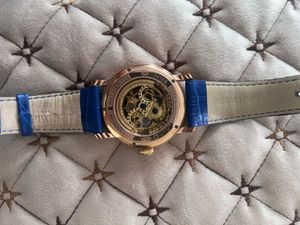 Gold and Blue Skeleton AP Style Watch