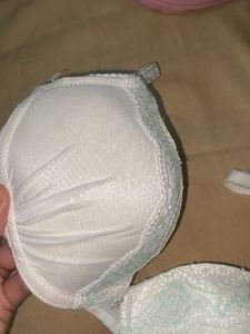 White Bra with Light Blue Lace