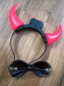 Devil Horns Headband And Cooling Glass