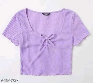 lavender cute top with a bow